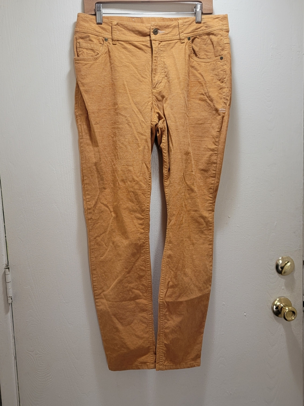 Toad&Co Women's Corduroy Mustard Brown Straight Leg Pants - Hemp/Organic Cotton